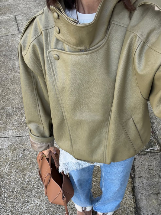 Casaco Efeito Pele Olive - PRÉ-VENDA envios a partir de 31/03